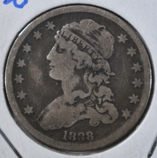 1838 BUST QUARTER VG