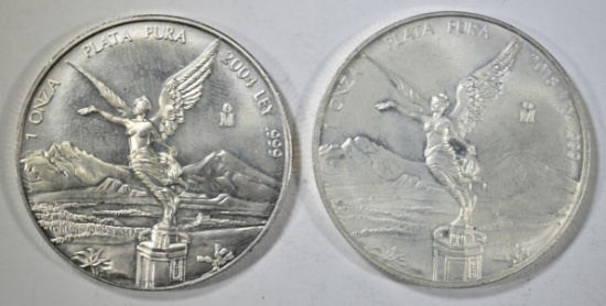 2004 & BU 2018 MEXICO 1oz SILVER LIBERTADS