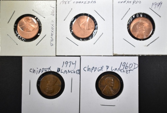 5-MINT ERROR LINCOLN CENTS AS PICTURED