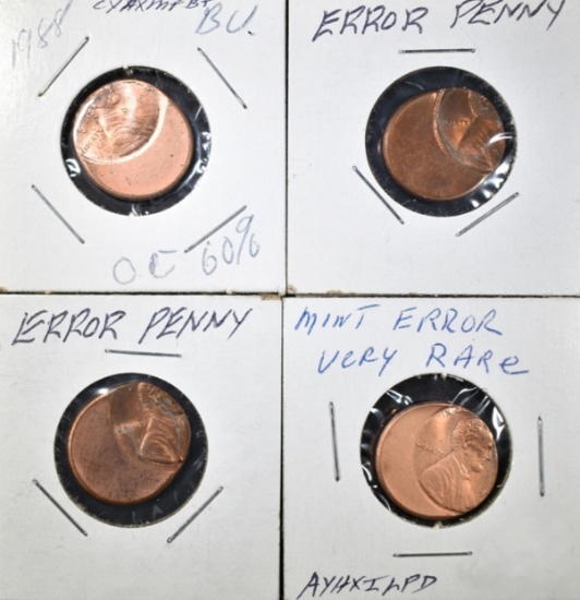 4-MINT ERROR LINCOLN CENTS AS PICTURED
