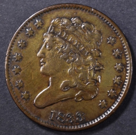 1833 HALF CENT AU