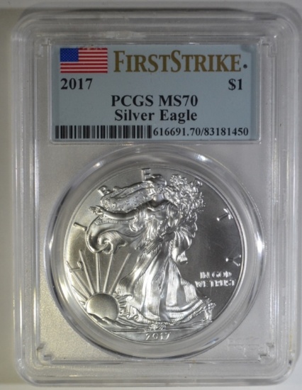 2017 SILVER EAGLE PCGS MS-70 FIRST STRIKE