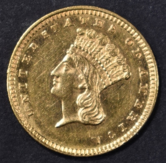 1857 $1 GOLD INDIAN PRINCESS  CH BU PL