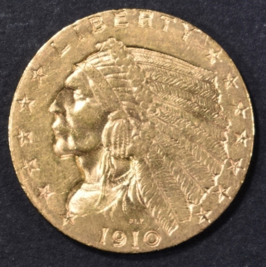 1910 $2.5 GOLD INDIAN  CH BU