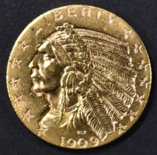 1909-D $5 GOLD INDIAN  CH/GEM BU