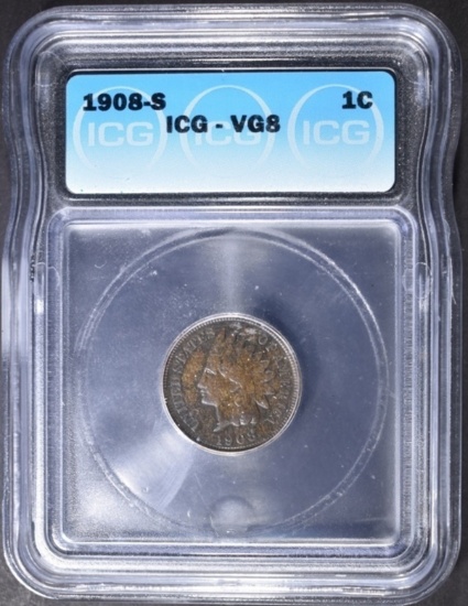 1908-S INDIAN CENT, ICG VG-8