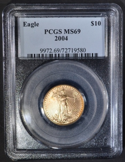 2004 $10 1/4th OUNCE GOLD EAGLE, PCGS MS-69