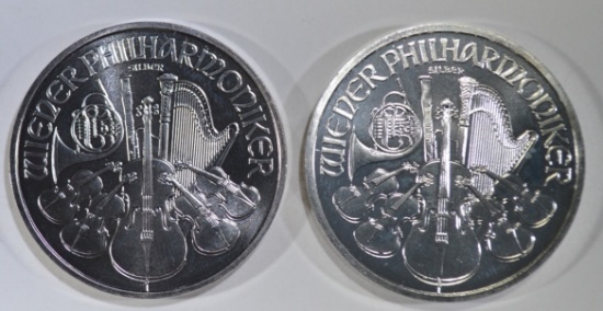 2008 & 11 AUSTRIA 1oz SILVER PHILHARMONIC COINS