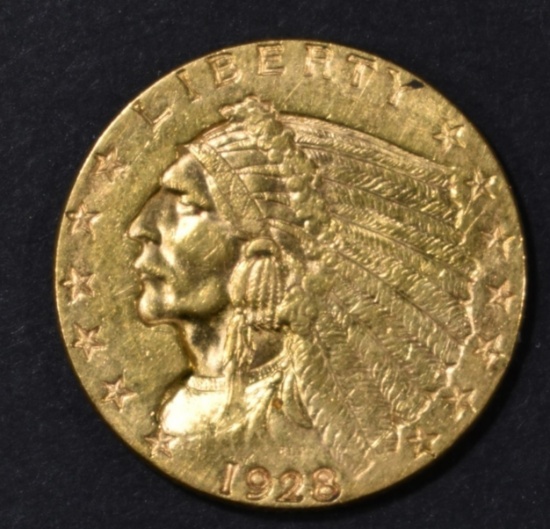 1928 $2.5 GOLD INDIAN AU/BU