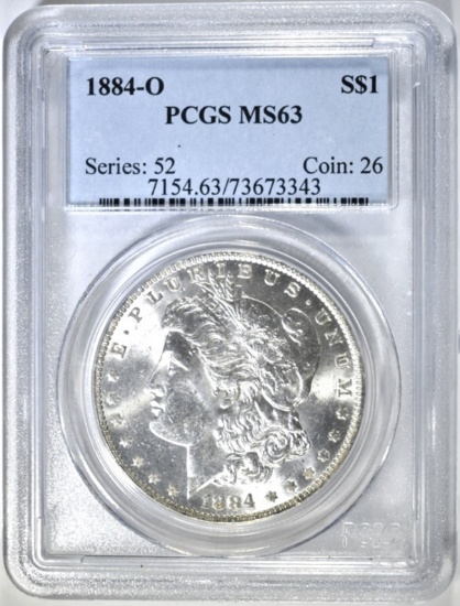 1884-O MORGAN DOLLAR, PCGS MS-63