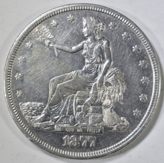 1877-S TRADE DOLLAR AU CLEANED