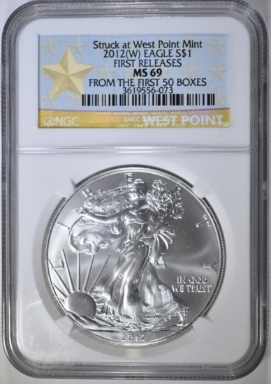 2012 (W) SILVER EAGLE NGC MS-69 FIRST RELEASES