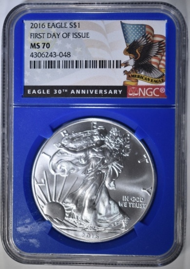 2016 SILVER EAGLE NGC MS-70 FIRST DAY ISSUE