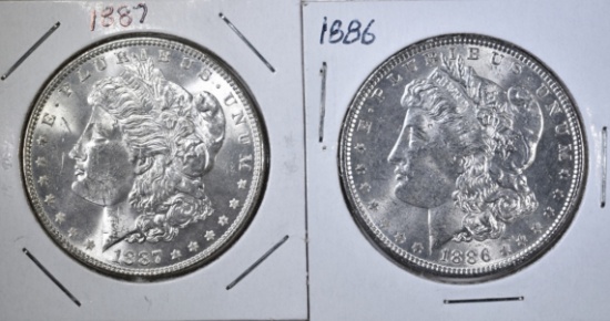 1886 BU & 1887 CH BU MORGAN DOLLARS