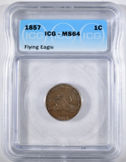 1857 FLYING EAGLE CENT  ICG MS-64