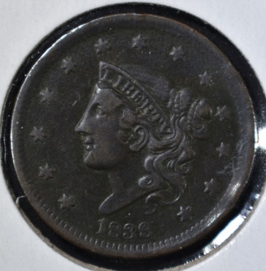 1838 LARGE CENT  XF