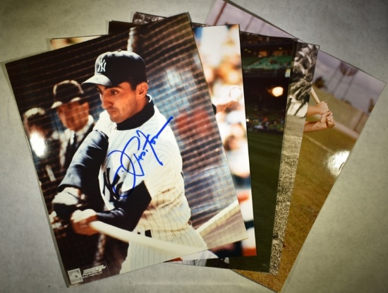LOT OF 5 SIGNED BASEBALL PLAYER PHOTOS- AS IS