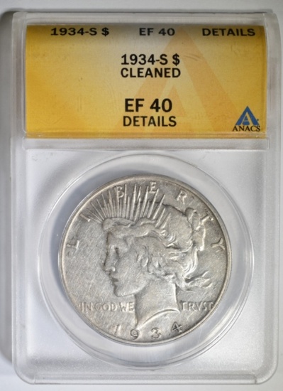 1934-S PEACE DOLLAR  ANACS EF-40 DETAILS