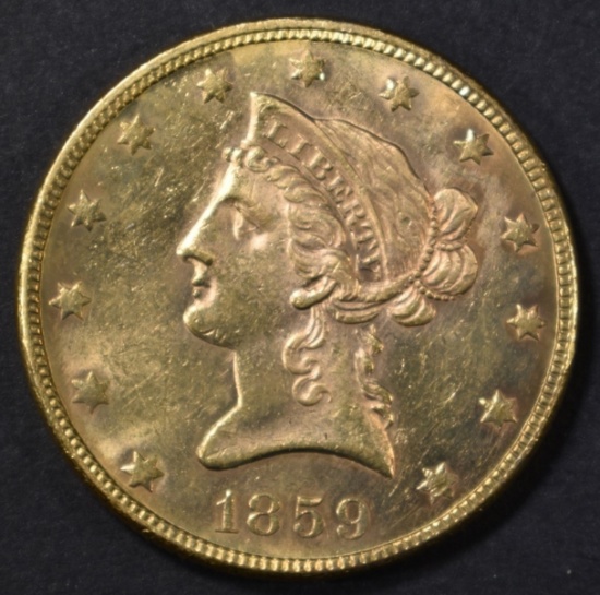 1859 $10 GOLD LIBERTY  BU