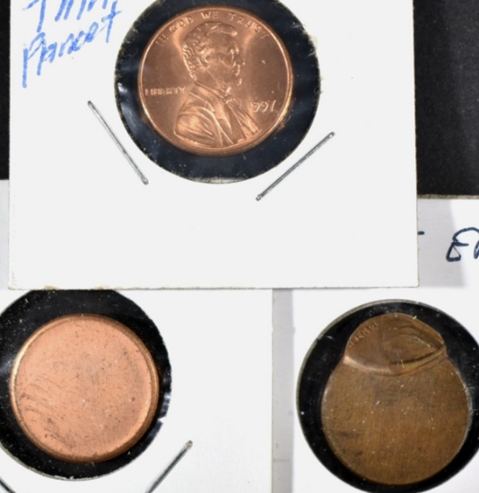 3-MINT ERROR LINCOLN CENTS:
