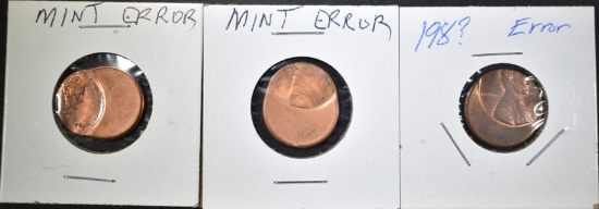 3-OFF CENTER LINCOLN CENTS