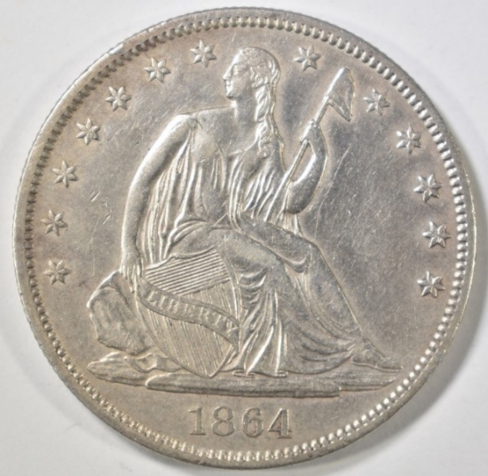 1864 SEATED HALF DOLLAR AU/BU
