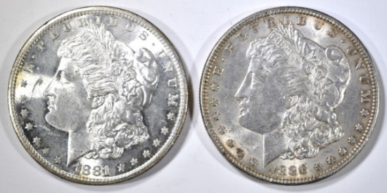 1881-S & 1886 MORGAN DOLLARS CH BU