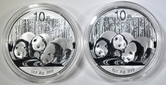 2-2013 1oz SILVER CHINESE PANDA COINS