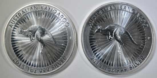 2-2015 AUSTRALIA 1oz SILVER KANGAROO COINS