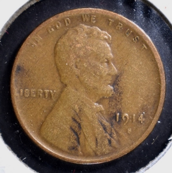 1914-S LINCOLN CENT, XF