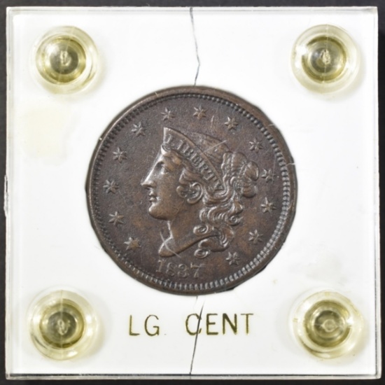 1837 LARGE CENT AU/BU