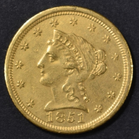 1851-O $2.5 GOLD LIBERTY  AU/BU  OLD CLEANING