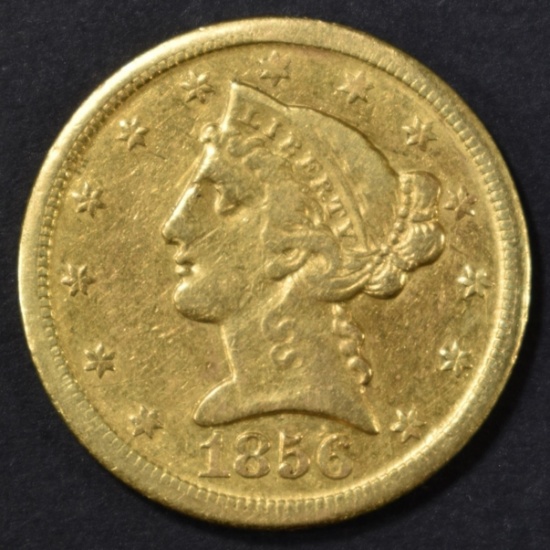 1856-D $5 GOLD LIBERTY  XF/AU
