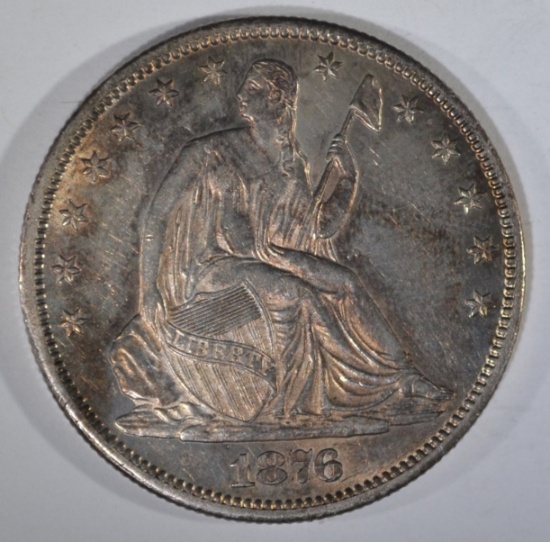 1876-CC SEATED LIBERTY HALF DOLLAR  CH BU