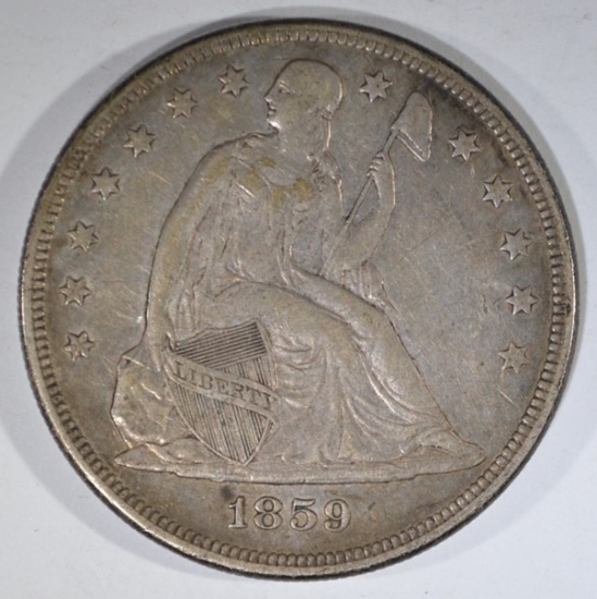1859 SEATED LIBERTY DOLLAR  XF