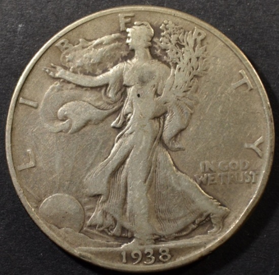 1938-D WALKING LIBERTY HALF DOLLAR FINE
