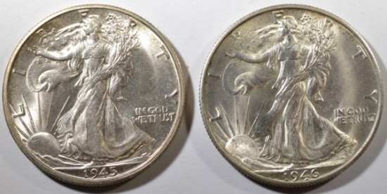 1945-D & 46-D WALKING LIBERTY HALVES CH BU