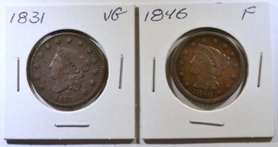 1831 VG & 1846 FINE LARGE CENTS