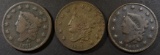 1828 & 2 1831 LARGE CENTS VG