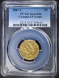 1847-C $5  GOLD LIBERTY  PCGS GENUINE XF DETAIL