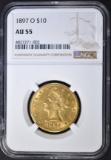 1897-O $10 GOLD LIBERTY  NGC AU-55