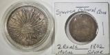 1896 MEXICAN 8 REALES & 1802 SP. COLONY 2 REALES