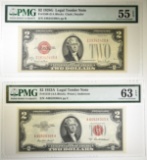 2-PMG GRADED $2.00 RED SEAL NOTES
