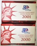 2000 & 2001 U.S. SILVER PROOF SETS ORIG PACKAGING