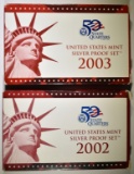 2002 & 2003 U.S. SILVER PROOF SETS ORIG PACKAGING