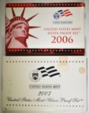 2006 & 2007 U.S. SILVER PROOF SETS ORIG PACKAGING