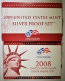 2008 & 09 U.S. SILVER PROOF SETS ORIG PACKAGING
