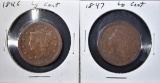 1846 VF TALL DATE & 1847 VG LARGE CENTS