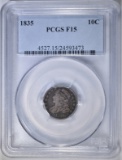 1835 BUST DIME  PCGS F-15