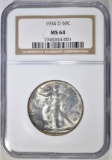 1934-D WALKING LIBERTY HALF NGC MS-64